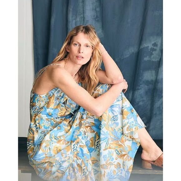 Faherty Sun Chaser Scoop Neck Sleeveless Floral Maxi Dress NWT Size Small - Picture 4 of 11